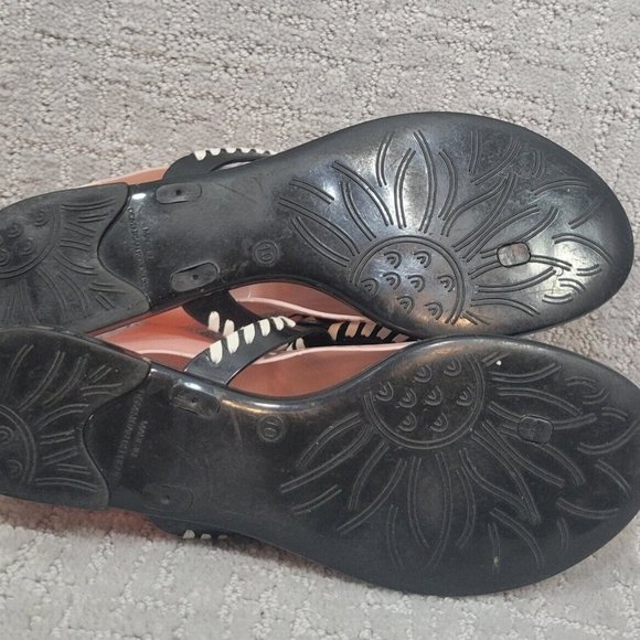 Jack rogers women's size 10 black/White georgica jelly rubber flip flops sandals - Picture 4 of 12